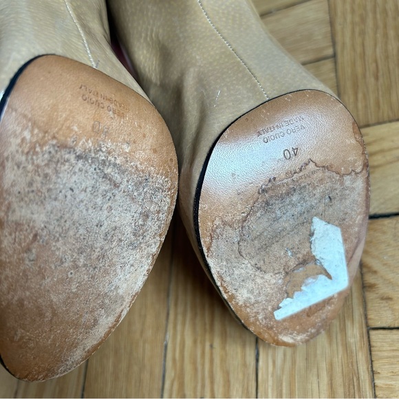 MAISON MARTIN MARGIELA Beige High Heel Black Cap Toe classics sz40 - Picture 11 of 11